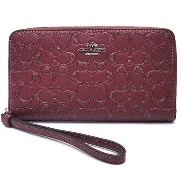 COACH Glitter Signature Large Leather Phone Wallet - Picture 1 of 16